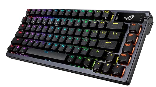 ASUS ROG Azoth Wireless Mechanical Gaming Keyboard – 75% TKL Tri-Mode Connectivity Hot Swappable Pre-lubed ROG NX Storm Clicky Switches PBT Keycaps RGB OLED Display PC/Mac Support - Black