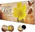 Desk Pad Mat + Wrist Rest Pad + Coasters Set Durable Office Desk Mat 31.5x 11.8 Large Gaming Mouse Pad Extended Non-Slip Rubber Base Keyboard Pad for Laptop &amp Home Bible Verse Philippians 4:1