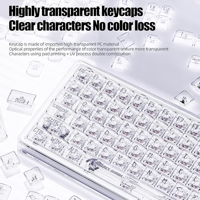 MAGIC-REFINER 81 Keys Mechanical Gaming Keyboard with Type C Cable Plug PlayPC High Transparent Body with Customize RGB Backlight Full Key can Hot-Swappable Compact Mini Keyboard with for Win/Mac