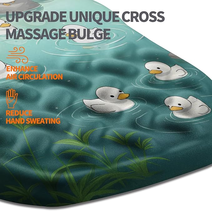 Ergonomic Slope Mouse Pad Wrist Support Wrist Rest Mousepad for Carpal Tunnel Pain Relief with Massage Bulge and Slow Rebound Memory Foam (12x8 inch Cute Ducks)