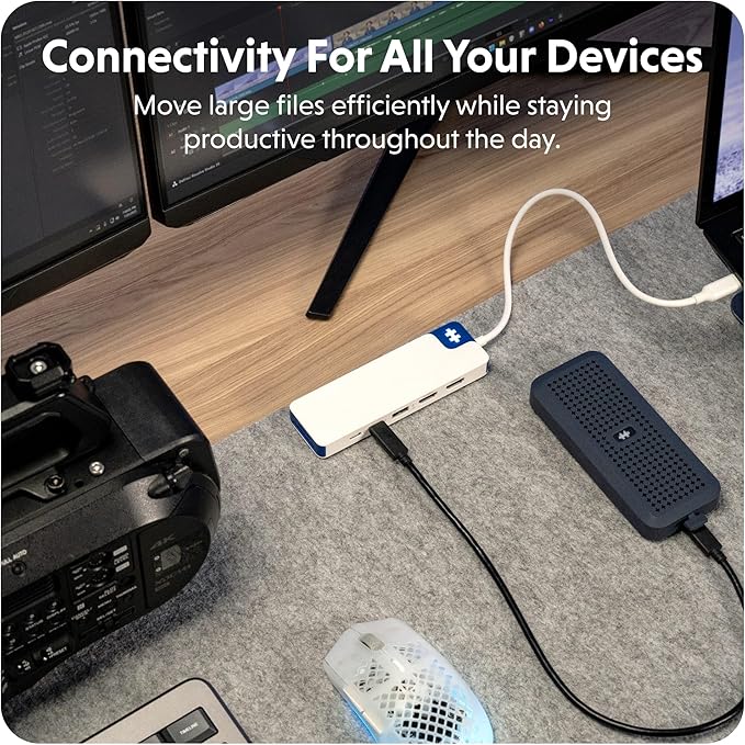 HyperDrive Flex 9-in-1 USBC Docking Station Dual Monitor HDMI Hub — 2 HDMI 4K60Hz 100W PD USB C 2 USB-C 5Gbps USB-A SD/microSD Audio Jack — Blue