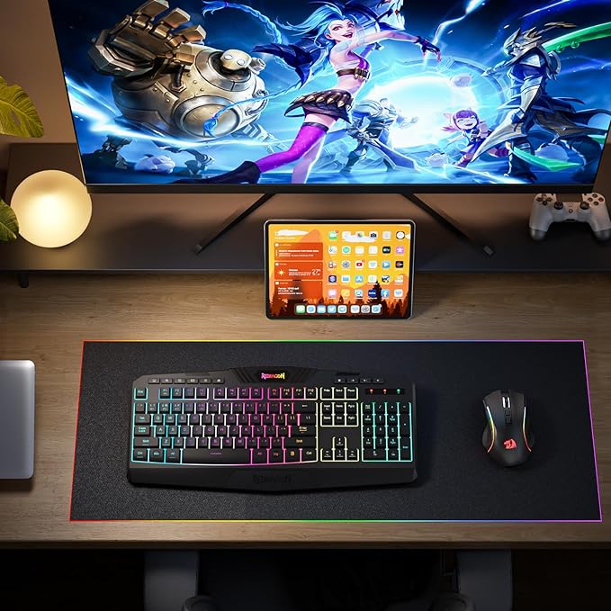 Redragon S101M-KS Gaming Keyboard and Mouse Wireless with Tri-Mode RGB Keyboard and 4800 DPI Gaming Mouse 10 Independent Multimedia Keys for Wins PC Computer Wireless S101 Ideal for Gamer