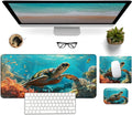 Mouse Pad Desk Mat Ergonomic Wrist Support Pad SetMouse Wrist Rest Keyboard Pad with Stitched Edges and Non Slip Base-Sea Turtle