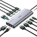 Triple Monitor Docking Station 14-in-1 USB C Hub with DP 8K@30Hz/4K@144Hz Dual HDMI 4K@60Hz 100W PD 7 USB Ports SD/TF Card Reader Gigabit Ethernet for MacBook &amp Windows Laptop