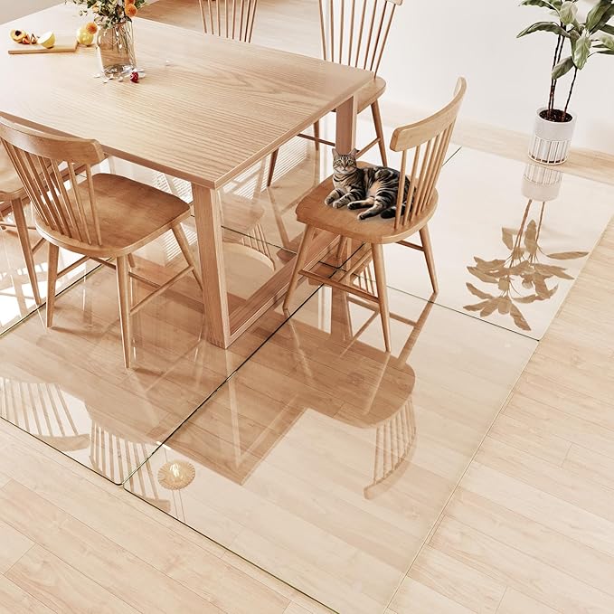 Tempered Glass Chair Mat 55x36 – Ultra-Clear Office Chair Mat for Hardwood Floors &amp Low-Pile Carpets – Heavy-Duty 0.2 Scratch-Resistant Surface with Non-Slip Pads – Supports 1000 lbs