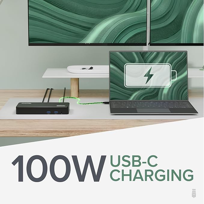Plugable USB C Triple Display Docking Station | 100W PD 3x HDMI (1x 4K 30Hz 2x 1080p 60Hz) 6x USB 5Gbps Ports | Windows macOS ChromeOS Compatible - Enhance Productivity with Multi-Monitor Support