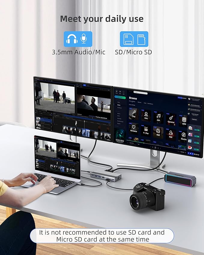 Laptop USB c Docking Station 4 Monitorslsikmc 13-in-1 usbc Hub with Dual HDMI 4kDP 4k VGA 100W PD Gigabit Ethernet3*USB 3.0/USB-cSD/TF Card Reader3.5Audio Computer Dock for Dell/HP/Lenovo