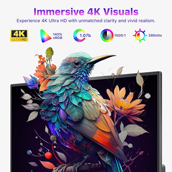 VisionOwl Portable Monitor for Laptop IPS USB-C HDMI Travel Second Monitor for MacBook Pro Air PC PS5 Xbox Portable Second Screen Built-in Kickstand Speakers VESA Mountable 15.6 Inch