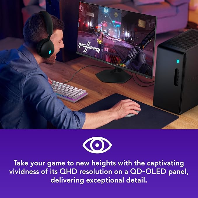 Alienware AW2725DF OLED Gaming Monitor - 26.7-inch Quantom-Dot WQHD (2560x1440) 360Hz 0.03Ms Display AMD FreeSync Premium Pro HDMI/DP/USB 3.2 Gen1 Height/Tilt/Swivel/Pivot Adjustability - Black
