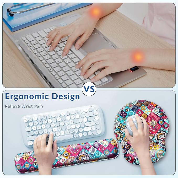 Desk Pad Keyboard Wrist Rest and Mouse Pad Coaster SetLarge XXL Desk Mat Matt Cover Ergonomic Mousepad with Memory Foam for Women Desktop Computer &amp Office -Mexican Style