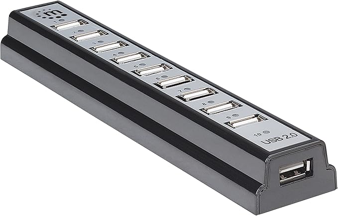 Manhattan Hi-Speed USB Desktop Hub with 10 Ports Bus Power and 1.5/12/480 Mbps (161572)