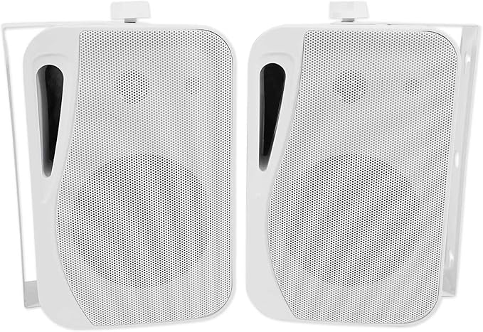 Rockville HP4S Pair 360W 4 Outdoor/Indoor Speakers 4 Ohm Weather-Resistant Swivel Brackets 4 Woofer + 1/2 Tweeter for Home Theater and Patio