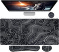 Bloss Large Gaming Mouse Pad XL Desk Mat 4-in-1 Mouse Pad with Wrist Rest Large Desk Pad Keyboard Pad for Office/Home-Black and White Topography (31.5 x 15.7 x 0.12 Inches)