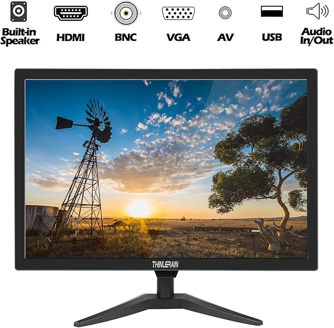 20 PC Monitor 16:9 1600x900 Kitchen Monitor LED Screen Display 5Ms 60 Hz VESA Mountable Build in Speaker with VGA HDMI AV BNC USB for FireStick Computer Laptop