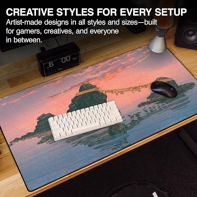 MPCO. Original Large Gaming Desk Mat – 36 x 17 Duraglyde Ukiyo-E Futamigaura Full Desk Mouse Pad for Smooth Precision – Non-Slip Washable Extra-Large PC Mouse Pad for Gaming Sessions