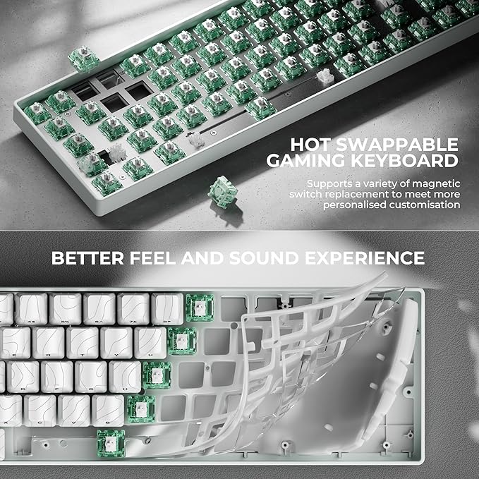 x XVX HE68 Pro Rapid Trigger Keyboard 60% PercentHall Effect Keyboard with Gateron Magnetic Jade Pro SwitchCNC Aluminum Frame Topographic Custom Mechanical Key Board for PC/Laptop/Xbox/PS4/PS5White
