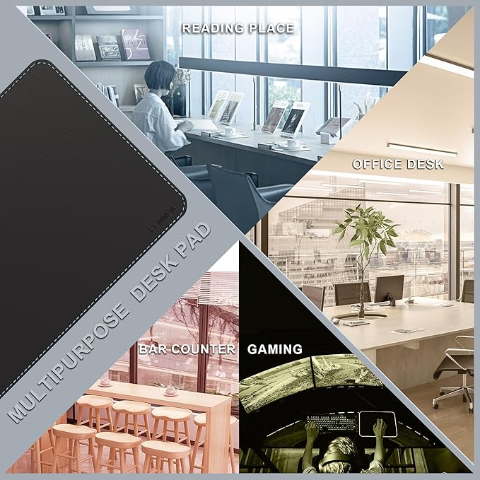 CENNBIE Leather Desk Mat Protector XXL 74.8 x 23.6 Extra Large Leather Office Desk Pad Mat for Full Desk Computer Desk Mat on top of desks - Oversized Large Mouse Pad (Black)
