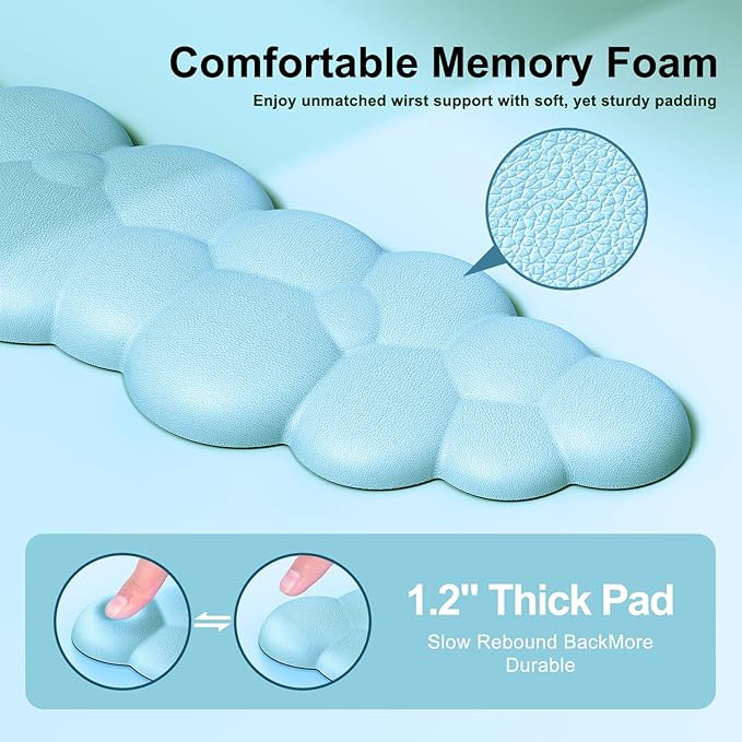 Cloud Mouse Pad with Wrist Rest Cloud Keyboard Wrist Rest Mouse Pad Wrist Support Ergonomic Cloud Keyboard Mouse Wrist Support (Blue)