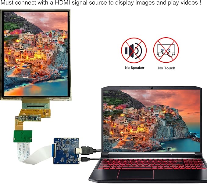 7.8 inch Flexible Display Curved Bendable Screen FHD 1440 * 1920 AMOLED Display with HDMI Driver Board OLED Monitor Without Enclosure Kit for DIY Prototype Demo