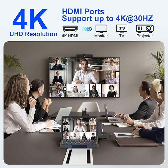 Surface Pro 12 Docking Station USB Hub and Adapter with 4K HDMI USB-C Thunderbolt 4 (Display+Data+100W PD) 2 USB 3.0 3.5mm Audio SD/TF Card Slot for Surface Pro 12 inch 2025