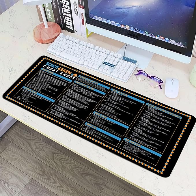 Scikit-Learn Cheat Sheet Mouse Pad Large Mouse Pad for Data Analyst Essential Computer Accessories for Study Work and Reference Purposes NVA