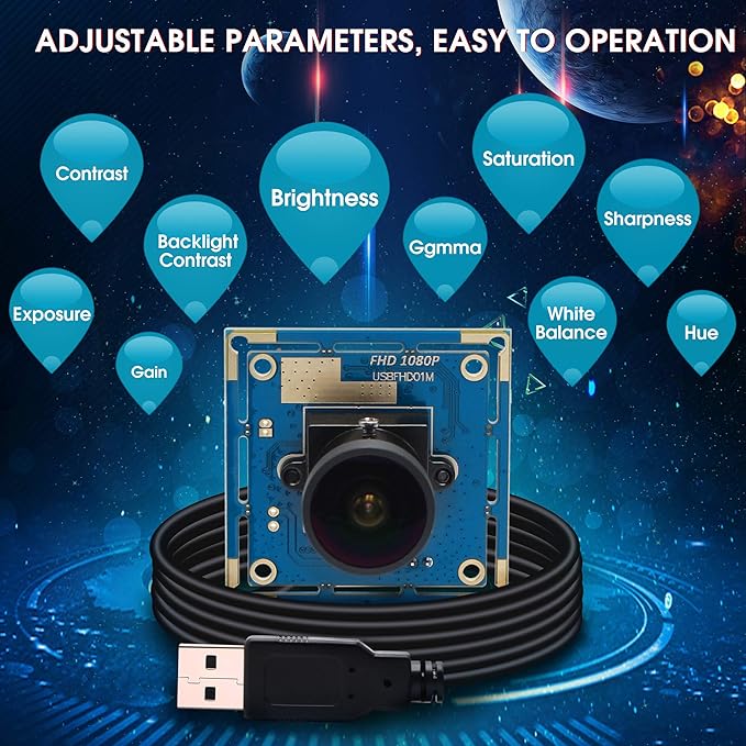 Hotpet 2MP USB Camera Module 1080P Webcam High Speed VGA 100fps 720P 60fps Webcam with CMOS OV2710 Sensor 3.6mm Industrial Camera Module for PCATMRobotMachine VisionKiosk