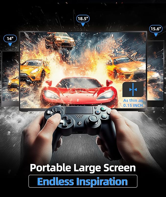 Ingnok Portable Monitor 18.5 Inch FHD 1080P 100% sRGB Laptop Screen Extender USB C HDMI Portable Gaming Monitor w/Smart Cover &amp Speakers External Monitor for Laptop Mac PC