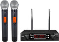 200-Channel Wireless Microphones System Dual UHF Metal Cordless Mic Set Auto Scan Long Range 200-240Ft16 Hours Use for Karaoke Singing Church 2022 Version(WM333)