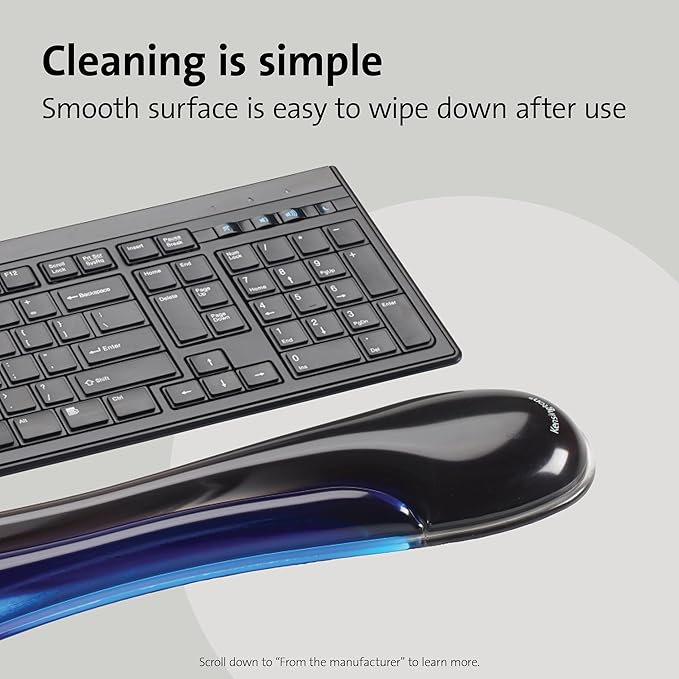 Kensington Duo Gel Wrist Rest for Keyboard Wrist Pad for Keyboard Ergonomic Keyboard Wrist Pad Computer Keyboard Pad with Wrist Support Cooling Gel Non-Skid Backing Blue K62397AM 19 x3.7
