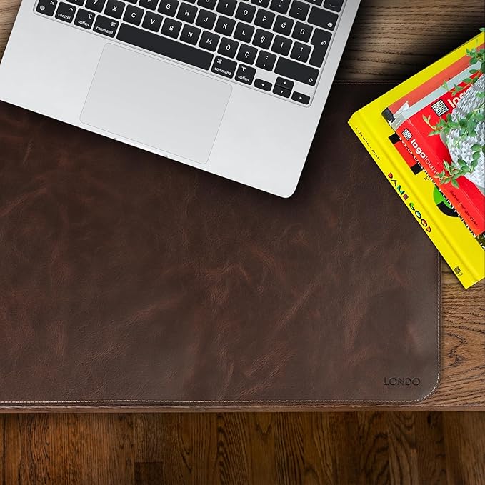 Londo Top Grain Leather Extended Mouse Pad – Large Desk Mat for Office &amp Gaming Smooth Writing Surface Non-Slip Base Durable &amp Stylish Workspace Accessory