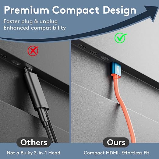 JEMDO Switch 2 Right Angle HDMI Cable Dock Station4K@144Hz 48Gbps USB C to HDMI 2.1 6.6 ft100W PDPortable Travel TV Adapter Cord Compatible with Nintendo Switch 2 (Only Below V21.0.0) /2017/OLED