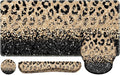 iLeadon Mouse Pad Set Desk Mat + Mouse Pad with Wrist Rest + Keyboard Wrist Rest + Coaster 4in1 Leopard Mouse and Keyboard Pad Set for Home Office Black Gold Leopard