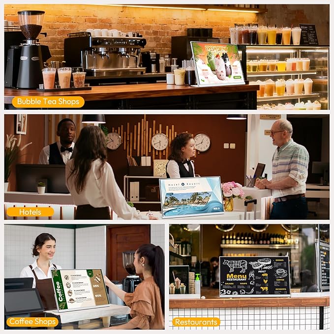 24 Inch Desktop Digital Menu Board HD Digital Signage Retail Store Payment Kiosk Commercial Display Advertising Screen Android with HDMI in Electronic menu display for Milk Tea Shop/Restaurant