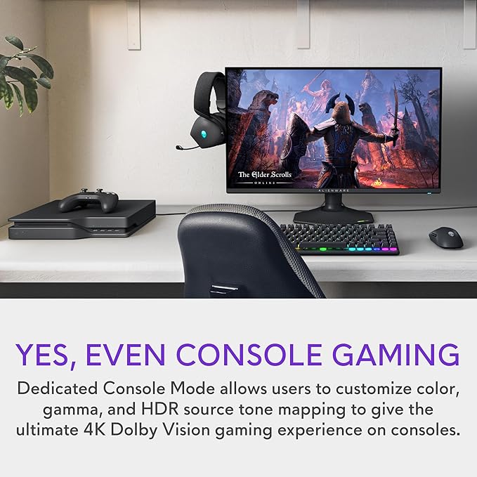 Alienware 27 4K Dual-Resolution Gaming Monitor - AW2725QF - 4K at 180Hz and FHD at 360Hz 0.5ms GTG 1ms GTG (Extreme Mode) VESA AdaptiveSync NVIDIA G-SYNC Compatible HDMI/DP/USB 3.2 Gen1 - Black