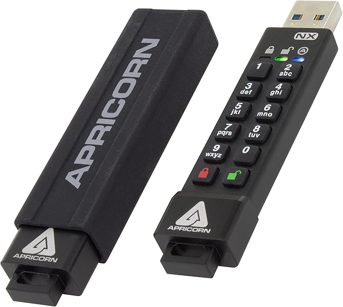Apricorn 500GB Aegis Padlock USB 3.0 256-bit AES XTS Hardware Encrypted Portable External Hard Drive &amp Aegis Secure Key 3 NX 32GB 256-Bit Encrypted FIPS 140-2 Level 3 Validated Secure USB 3.0