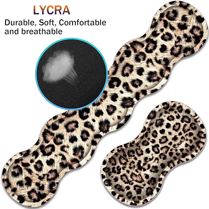 Large XXL Gaming Desk Mat 31.5x 11.8 Ergonomic Keyboard Wrist Rest &amp Mouse Pad Wrist Rest + Coaster Set Non-Slip Base Memory Foam Office and Home Leopard Print
