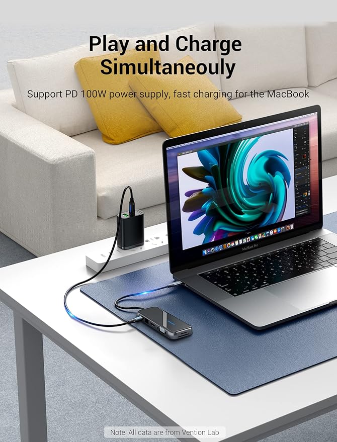 VENTION USB C Docking Station Dual Monitor - 10 in 1 USB C Hub Multiport Adapter with 4K HDMI VGA 100W PD 4 USB Ports Gigabit Ethernet SD/TF Card Reader for MacBook Pro Air Dell XPS HP
