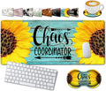 Large Gaming Mouse Pad 31.5x11.8in Extended Computer Mouse Mat with Non-Slip PU BaseErgonomic Memory Foam Keyboard Wrist Restfor Work GamingSunflower Chaos Coordinator Blue Office Desk Pad