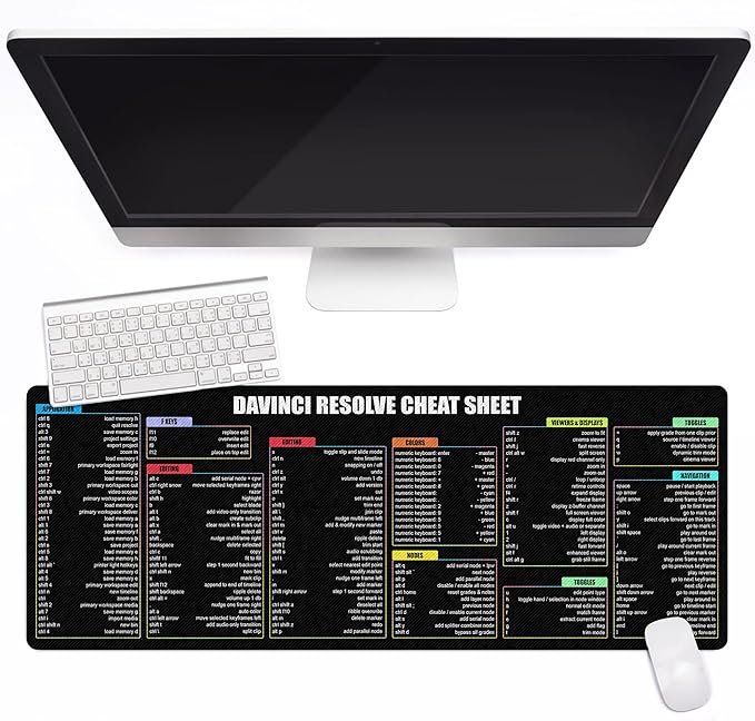 Davinci Resolve Windows PC Shortcuts Mouse Pad Desk Mat for Extended Keyboard &amp Mousemat for Video Editing Essential Computer Accessories for Study Work and Reference Purposes KMH