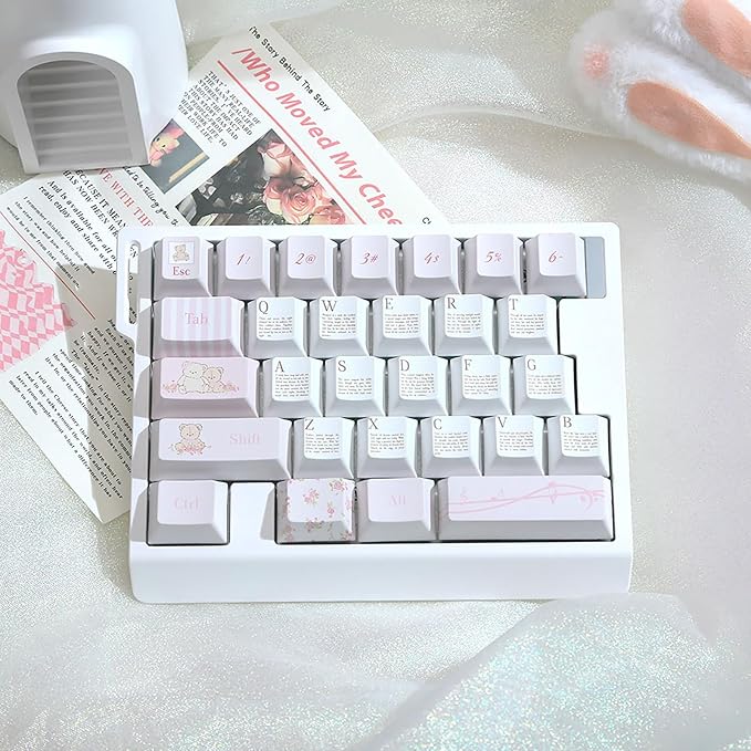 HE30 Rapid Trigger Gaming KeyboardOne-Handed Magnetic Switch Hall Effect RGB HotSwap Custom Mechanical Keyboard Adjustable Actuation8kHz Polling Rate Mini Macro Gasket Keypad (White-Bear)