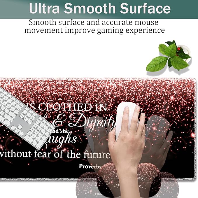 Large Game Mouse Pad + Wrist Support Pad + Coffee Coaster Desk Pad with Sewn Edges Anti-Slip Set pad Suitable for Office Work and Home - Gleaming Stars Proverbs 31-25