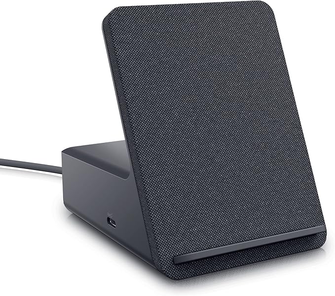 Dell Dual Charge Dock HD22Q - Fabric Wrapped Charging Stand Type-C Connector Qi Enabled Charging Wake-on-Dock Smartphone Rest Power Button LED - MagnetiteBlack