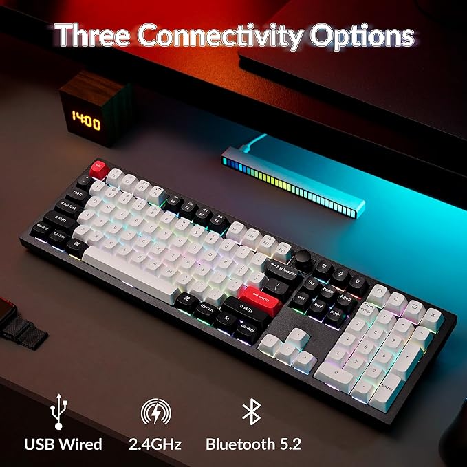 Keychron Q6 HE Wireless Custom Mechanical 100% Full Keyboard 2.4 GHz/Bluetooth/Wired QMK Rapid Trigger Hot-Swappable Programmable Gateron Double-Rail Magnetic Switches for Mac Windows Carbon Black