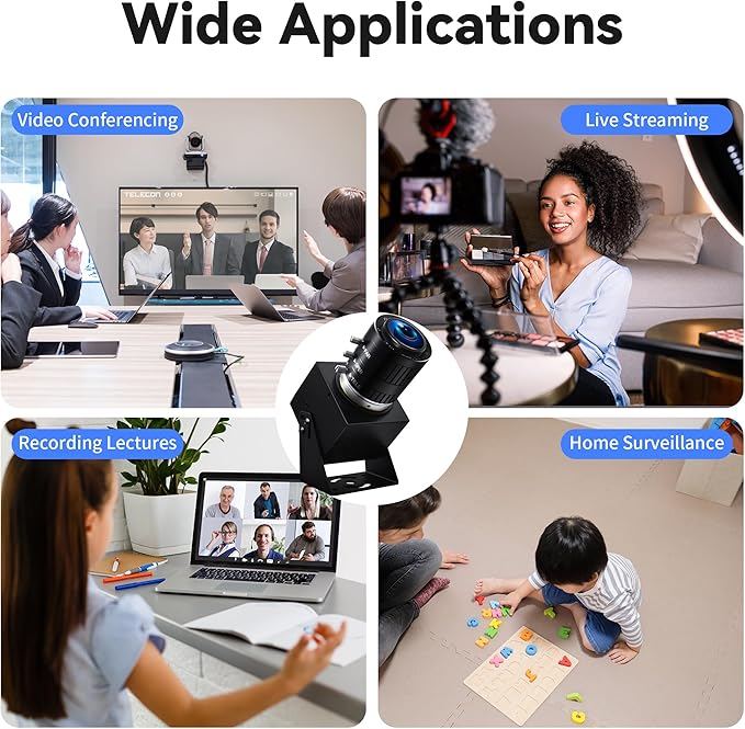 MMlove 5MP USB Webcam Manual Zoom Camera with 3.6-10mm Lens1944P 50fps Global Shutter High Speed Camera 3X Optical ZoomPlug and Playfor Windows/Mac/Linux/Android Conferencing/Streaming