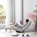 Yoglad Japanese Style Chaise Lounge Sofa 360-Degree Swivel Chair Floor Gaming Chair Lazy Sofa for Reading Game Meditating 3 Adjustable Positions with Comfortable Backrest (Gray+Ottoman)