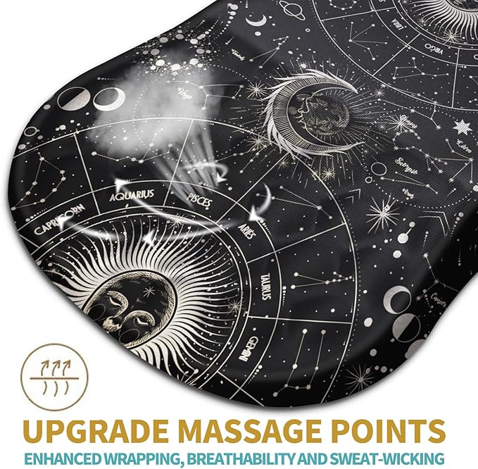 Hokafenle Ergonomic Mouse Pad Wrist Support with Massage Design Wrist Rest Pain Relief Mousepad with Memory Foam&ampNon-Slip PU BaseMouse Pads for Wireless Mouse (12x8 inchTarot Constellation)