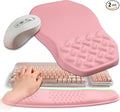 2-in-1 Ergonomic Set Wave Keyboard Wrist Rest and Massage Slope Mouse Pad Wrist Support Rebound Memory Foam for Relieve Carpal Tunnel Syndrome and Wrist Pain (Pink)