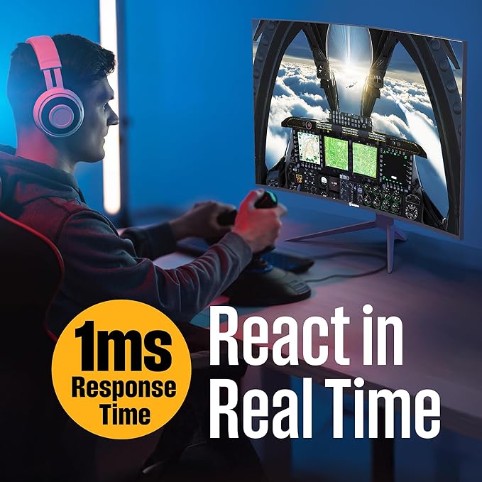 Westinghouse 32 Inch Curved Full HD Gaming Monitor 165Hz AMD FreeSync Support Low Motion Blur 1500R Curve 1920 x 1080 for PC Games with Built in Speakers DisplayPort 2X HDMI