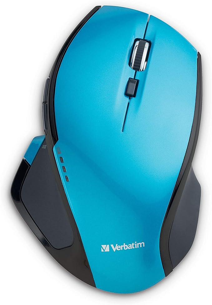 Verbatim 2.4G Wireless 8-Button LED Ergonomic Deluxe Mouse - Computer Mouse with Nano Receiver for Mac and PC - Blue