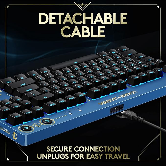 Logitech G PRO Mechanical Gaming Keyboard - Ultra-Portable Tenkeyless Design Detachable USB Cable LIGHTSYNC RGB Backlit Keys Official League of Legends Edition